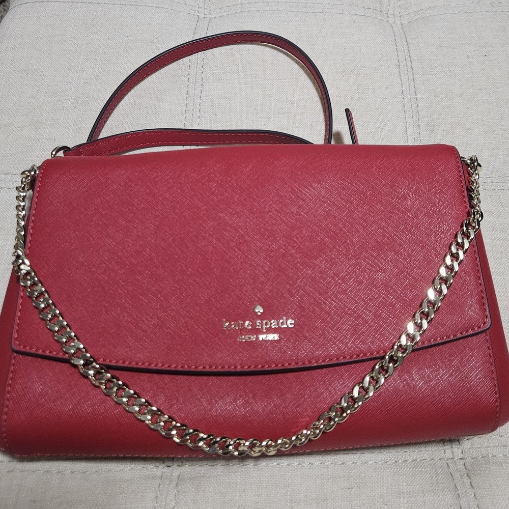 Kate Spade Cherry Red Shoulder Bag with Chain Strap